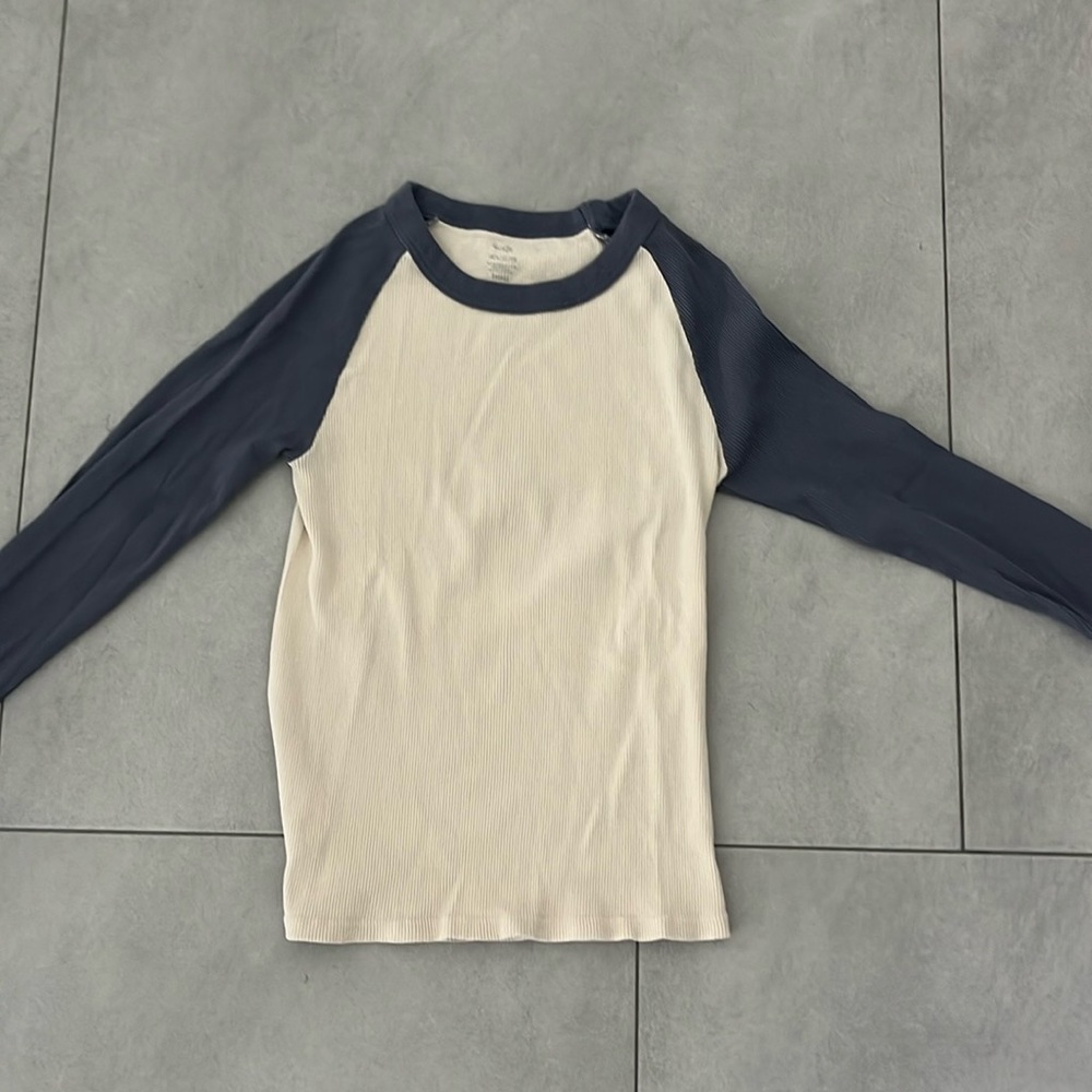 John Galt Blue and Cream Longsleeve Top